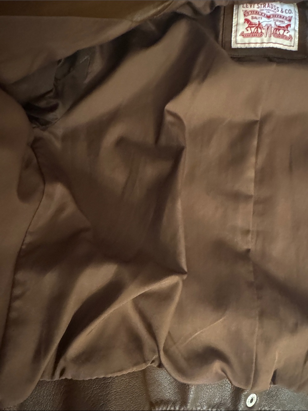 Levi's Brown Leather Moto Jacket with Silver Hardware - Picture 6 of 7